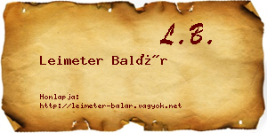 Leimeter Balár névjegykártya